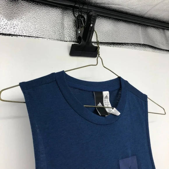 Adidas Navy Blue muscle tank top tie died draped back SP - Picture 4 of 14